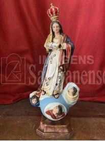 NOSSA SENHORA DA CONCEIÇÃO BARROCA DE 33 CM DE RESINA PINTURA COM FOLHA DE OURO COM COROA 