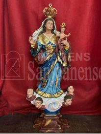 Nossa Senhora da Abadia 66cm bordada com folha de ouro